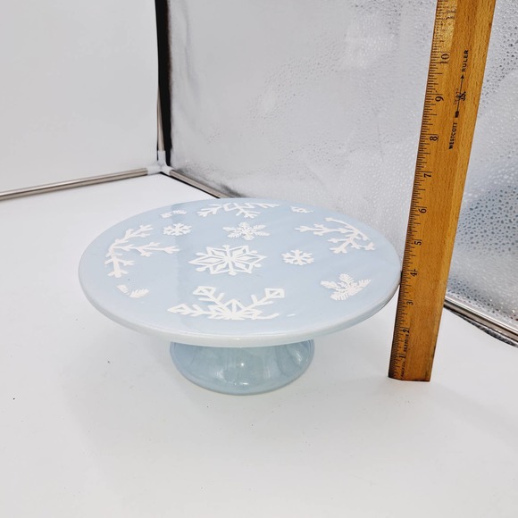 Holiday Style Tiffany Blue color cake stand/plate Snowflakes - Picture 3 of 7